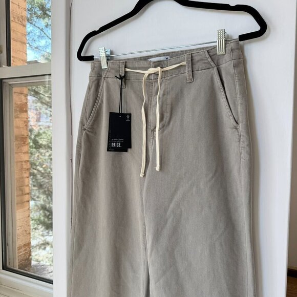 NWT Paige Carly Pant High Rise Crop Wide Leg Jean Drawstring Trousers Moss 26 - Picture 5 of 12